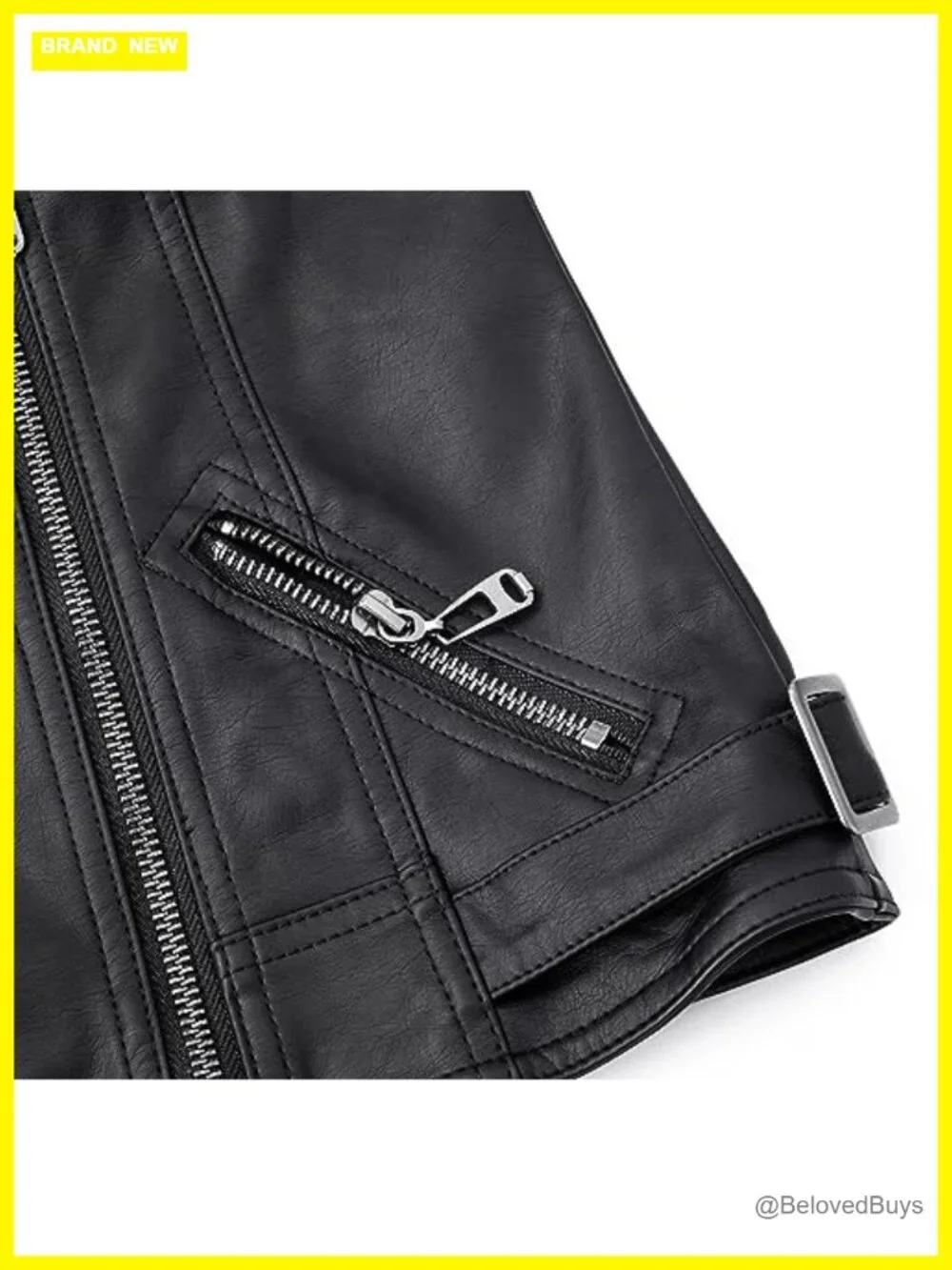 Kids Motorcycle Faux Leather Jacket with Oblique Zipper